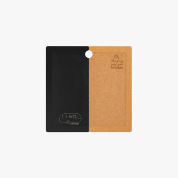 Elihome Camper Series RV sink cover and cutting board, black side beside the natural wood fiber side engraved with Oh Darling Let's Be Adventurers