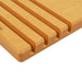 Elihome wood fiber cutting board organizer rack close-up showing slot detail and wood grain texture