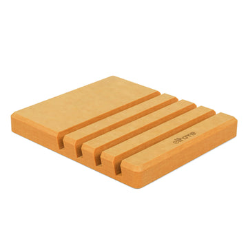 Elihome wood fiber cutting board organizer rack - front view showing 6 storage slots
