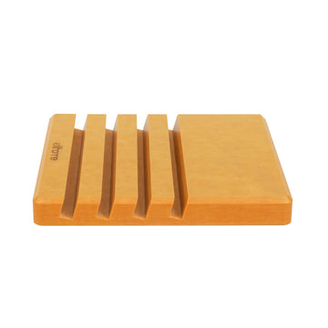 Elihome wood fiber cutting board organizer rack - side view showing 6 storage slots