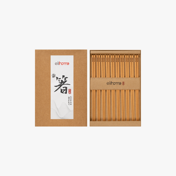 Elihome Premium Wood Fiber Chopsticks, 10 Pairs pack, 10.24 inches long reusable wood fiber chopsticks with textured non-slip tips in kraft gift packaging