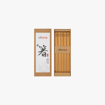 Elihome Premium Wood Fiber Chopsticks, 5 Pairs pack, 10.24 inches long reusable wood fiber chopsticks with textured non-slip tips in kraft gift packaging