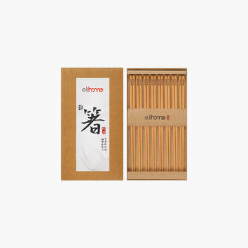Elihome Premium Wood Fiber Chopsticks, 8 Pairs pack, 10.24 inches long reusable wood fiber chopsticks with textured non-slip tips in kraft gift packaging