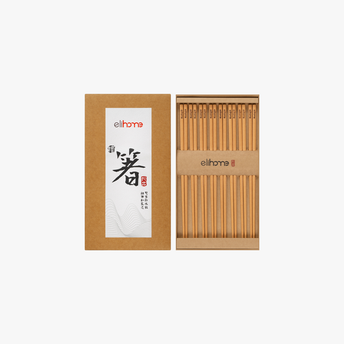 Elihome Premium Wood Fiber Chopsticks, 8 Pairs pack, 10.24 inches long reusable wood fiber chopsticks with textured non-slip tips in kraft gift packaging