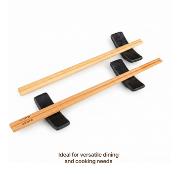Elihome Premium Wood Fiber Chopsticks measuring 10.24 inches or 26 cm shown beside standard 9 inch or 23 cm chopsticks, ideal for versatile dining and cooking needs