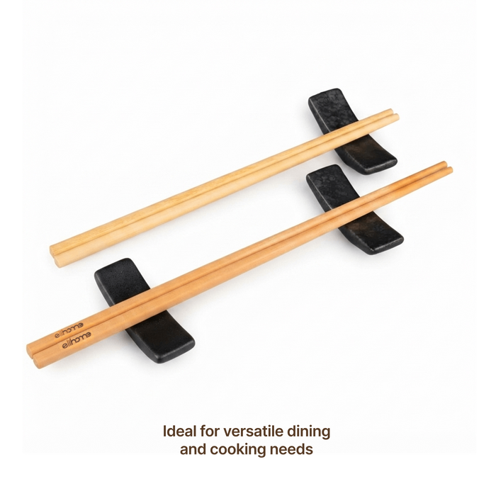 Elihome Premium Wood Fiber Chopsticks measuring 10.24 inches or 26 cm shown beside standard 9 inch or 23 cm chopsticks, ideal for versatile dining and cooking needs