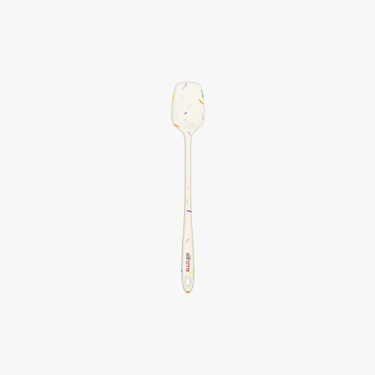 Elihome Skinny Slim Silicone Spoonula in Sprinkles, 11 inches by 1.5 inches with seamless one piece design, reinforced steel core and ergonomic non-slip handle