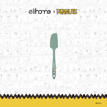 Elihome x Peanuts Mini Silicone Spatula, 8.7 inches by 1.5 inches in Sage Green with official Snoopy artwork on the handle