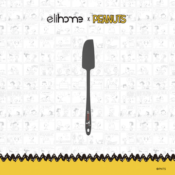 Elihome x Peanuts Skinny Silicone Spatula, 11 inches by 1.5 inches in Grey with official Snoopy artwork on the handle