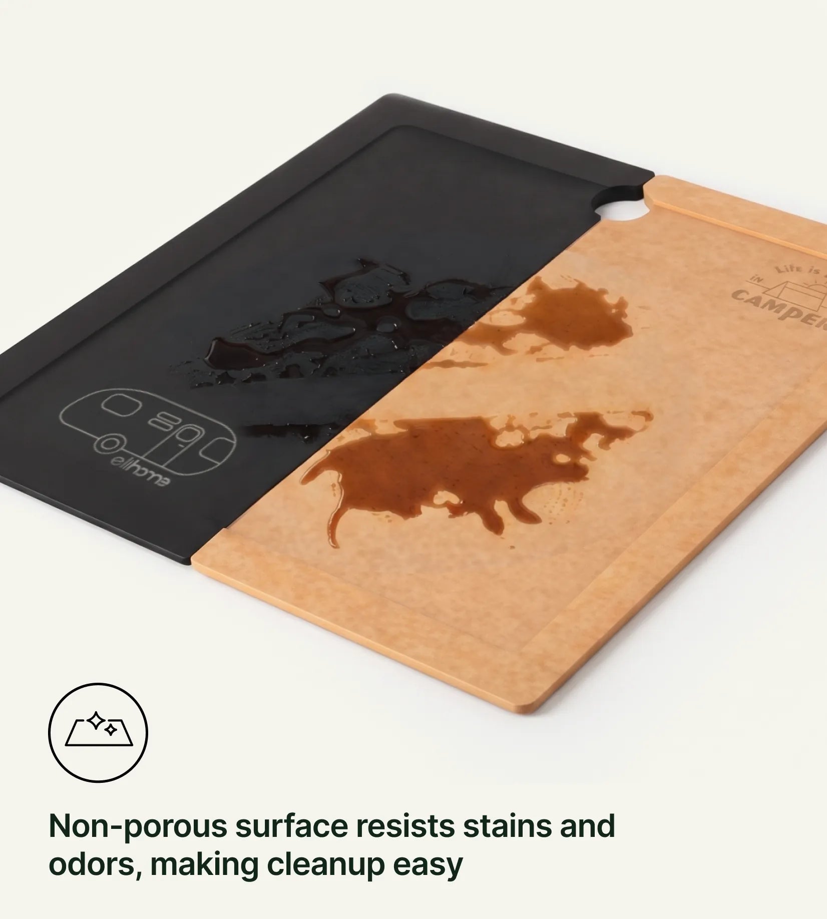 Non-porous surface resists stains and odors, making cleanup easy