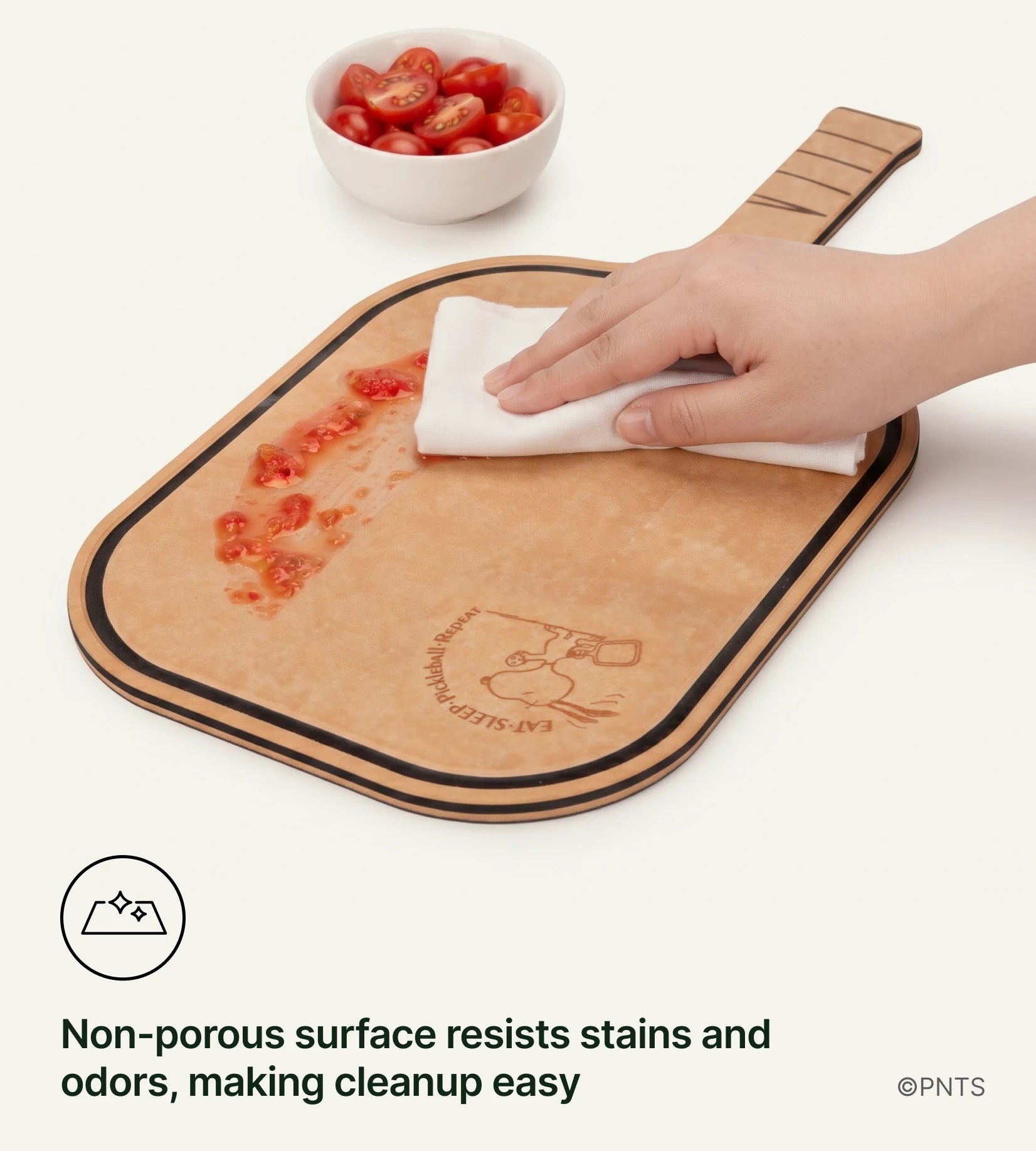 Non-porous surface resists stains and odors, making cleanup easy